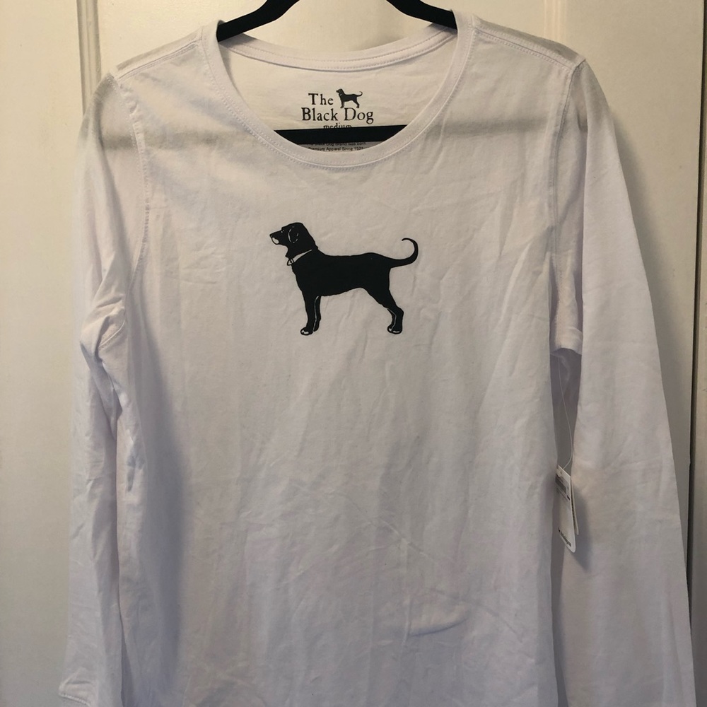 The Black Dog white long sleeve t-shirt